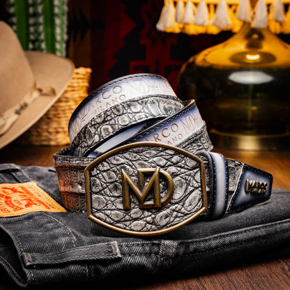 Marco Di Milano Texas Belt Stone Gray Leather Loafer