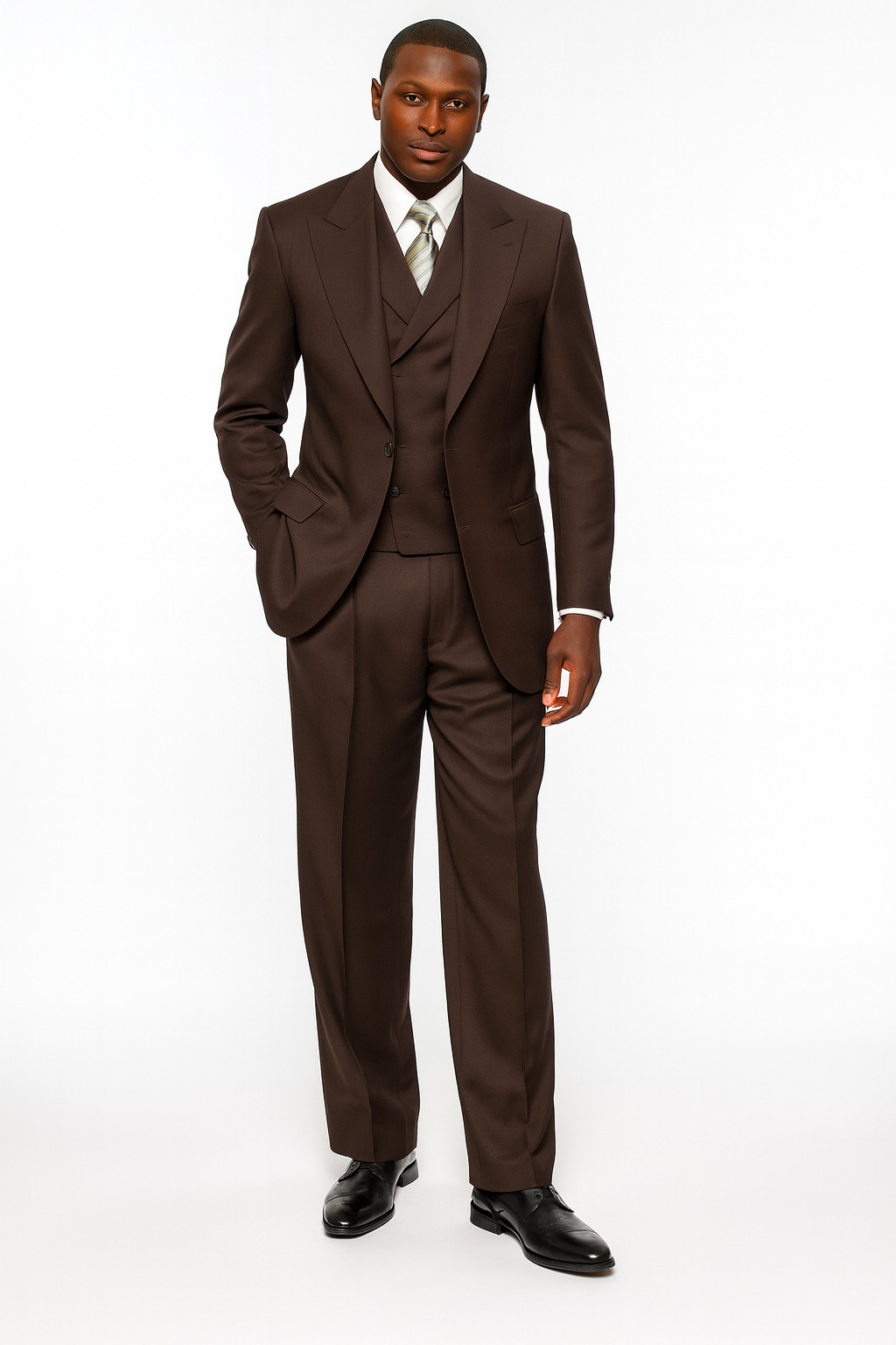34 Tiglio Rosso Men's Choclate Brown 3 Piece Suit –Double Breasted