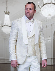 Statement Suit - Statement Italy Suit - Wool Suit - Statement Men's 3 Piece Wool Tuxedo - Deep Shawl Lapel - Men's Tuxedo USA