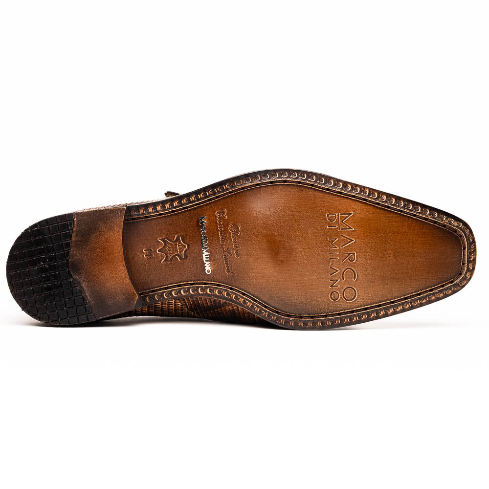 Marco Di Milano Toluca Men's Shoes Pantano Orix Exotic Crocodile & Lizard Monk Strap