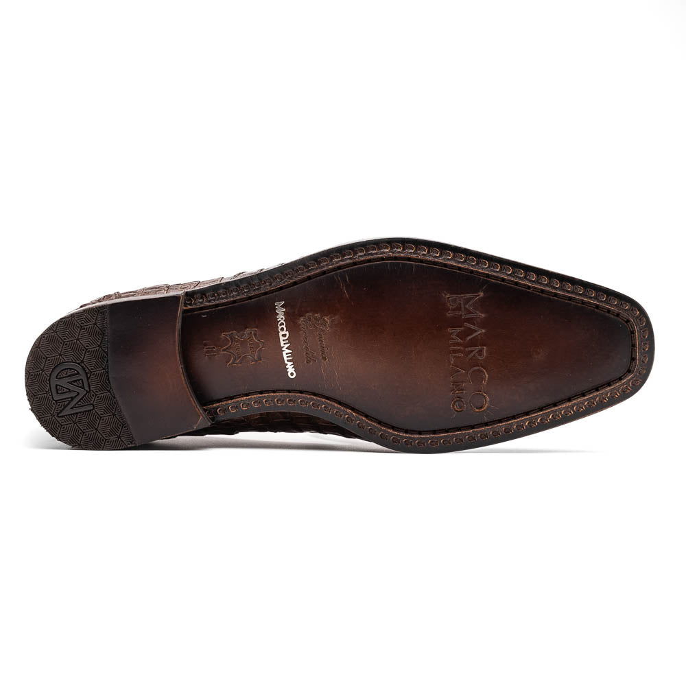 Marco Di Milano Trento Brown Men's Shoes Caiman Crocodile Slip-on Loafers