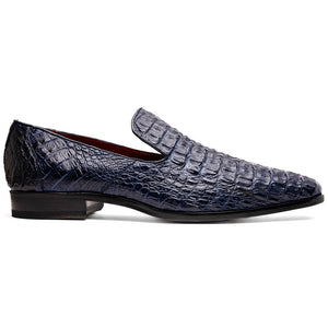 Marco Di Milano Trento Caiman Navy Crocodile Slip-on Loafers