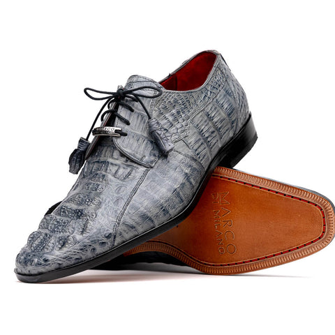Marco Di Milano Tulum Gray Exotic Crocodile Derby Oxfords