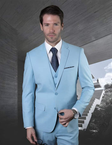 Turquoise Two Button Ultra Slim Fit Prom Suit / Wedding Suit - Men's Tuxedo USA