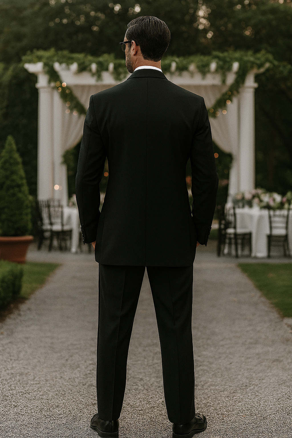 Mens Classic 6 on 2 Double Breasted Wool Tuxedo in Black