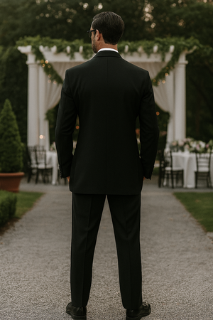 Mens Classic 6 on 2 Double Breasted Wool Tuxedo in Black