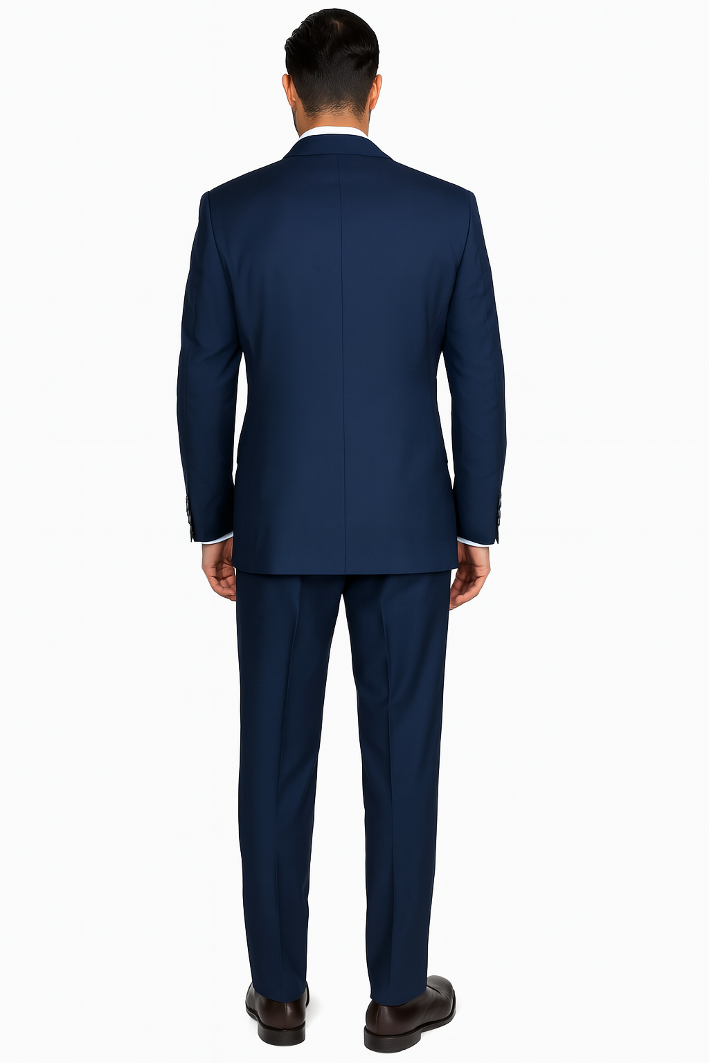 Mens Classic Fit Pleated Pant 2 Button Wool Suit in Indigo Blue