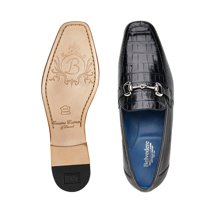 Belvedere Udine Black Genuine Alligator Oxford