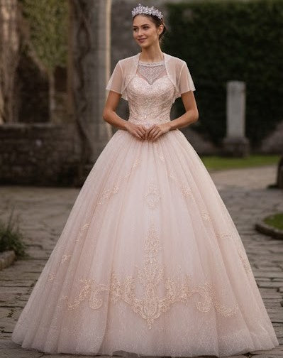 Illusion Sweetheart Glitter Ball Gown by Elizabeth K GL2600