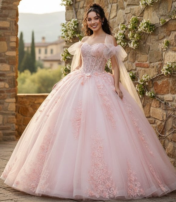 Layla K LK280 Floral 3D Applique Ball Gown Off-Shoulder Quinceañera Dress