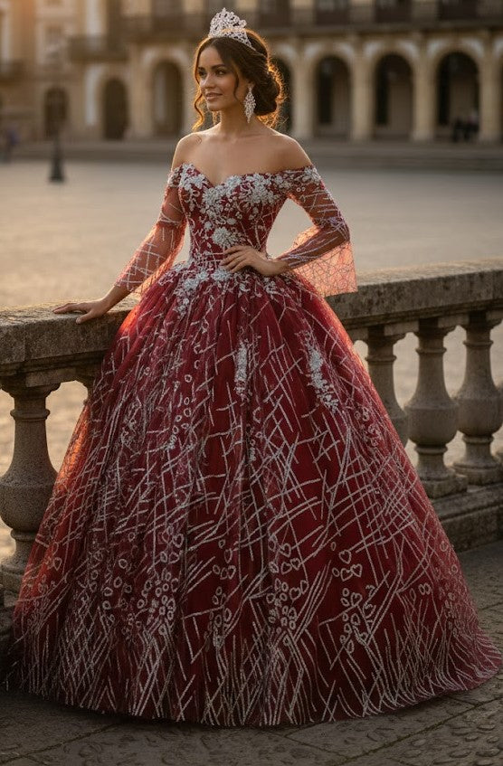 Off Shoulder Glitter Gown by Elizabeth KGL2911