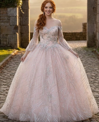 Off Shoulder Glitter Gown by Elizabeth KGL2911