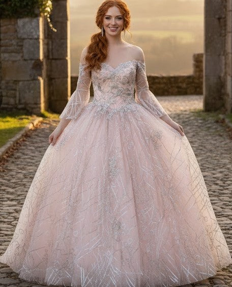 Off Shoulder Glitter Gown by Elizabeth KGL2911