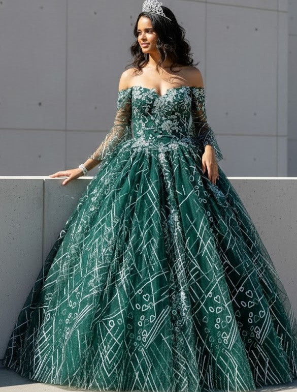 Off Shoulder Glitter Gown by Elizabeth KGL2911