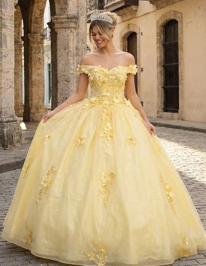 Plus Size Ball Gown in Yellow | Formal Quinceanera Dress