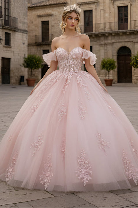 Ruffled Off Shoulder Corset Ball Gown by GLS Gloria GL3475