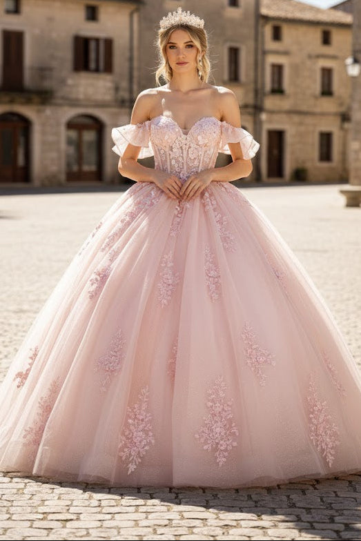 Ruffled Off Shoulder Corset Ball Gown by GLS Gloria GL3475