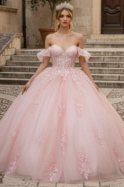 Ruffled Off Shoulder Corset Ball Gown by GLS Gloria GL3475