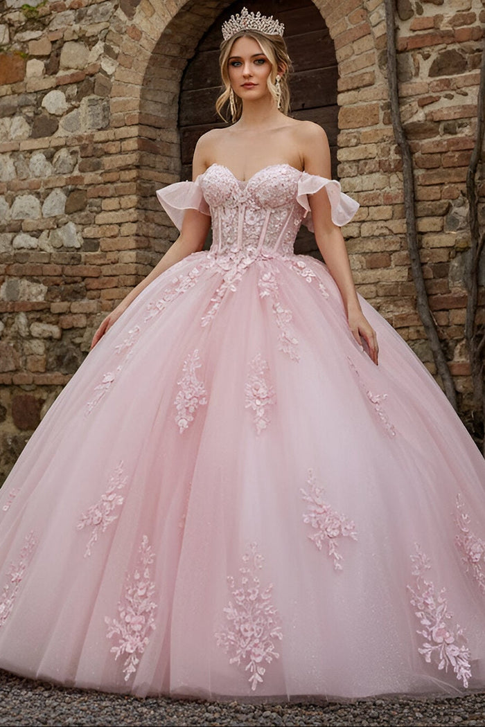 Ruffled Off Shoulder Corset Ball Gown by GLS Gloria GL3475