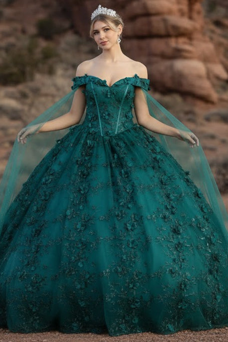 Off Shoulder Floral Corset Quinceanera Ball Gown
