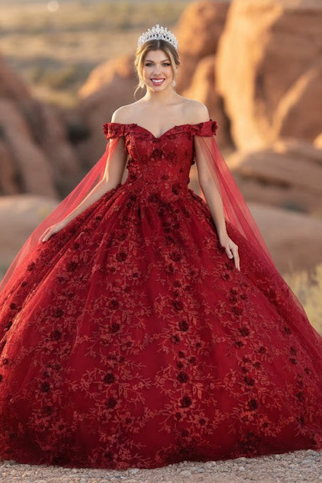 Off Shoulder Floral Corset Quinceanera Ball Gown