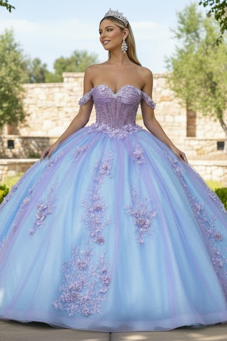 Off Shoulder Sweetheart Quinceanera Dress Bow Embroidered Ball Gown by GLS Gloria GL3576