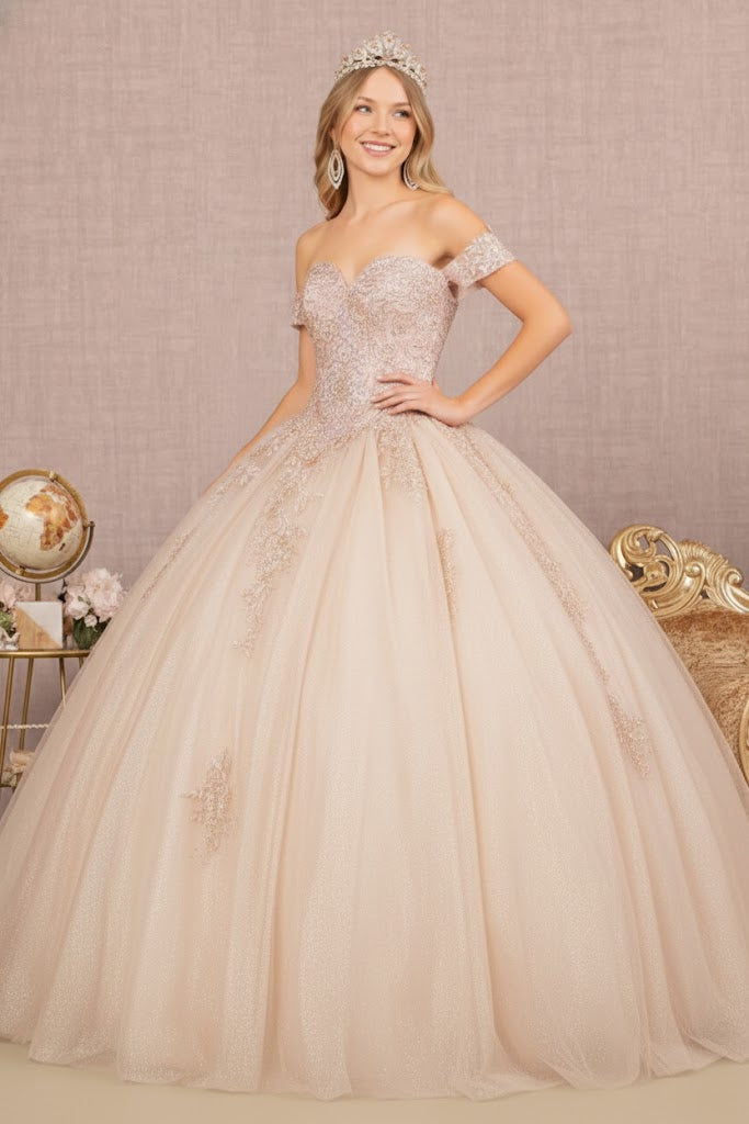 Strapless Sweetheart Glitter Ball Gown by Elizabeth KGL2604