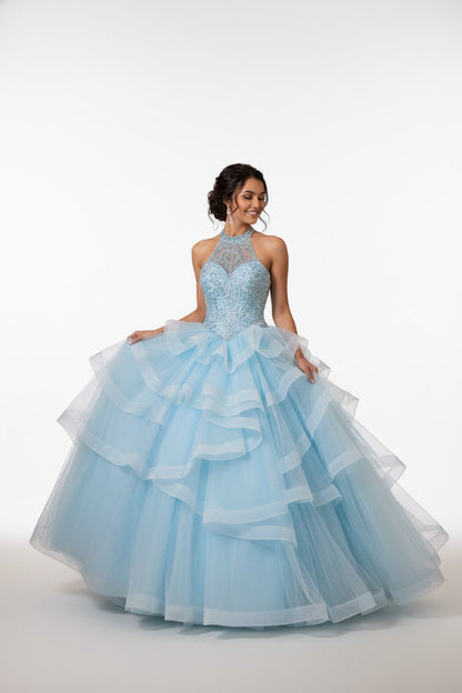 Jeweled Halter Ball Gown by Elizabeth KGL2512