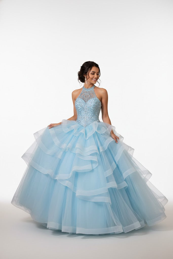 Jeweled Halter Ball Gown by Elizabeth KGL2512