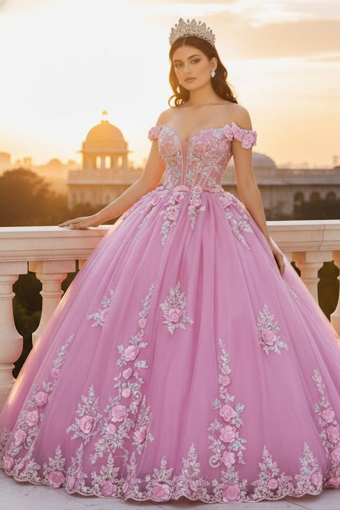 Gala Gown Off Shoulder Sheer Corset  Prom Dress By Layla K LK262