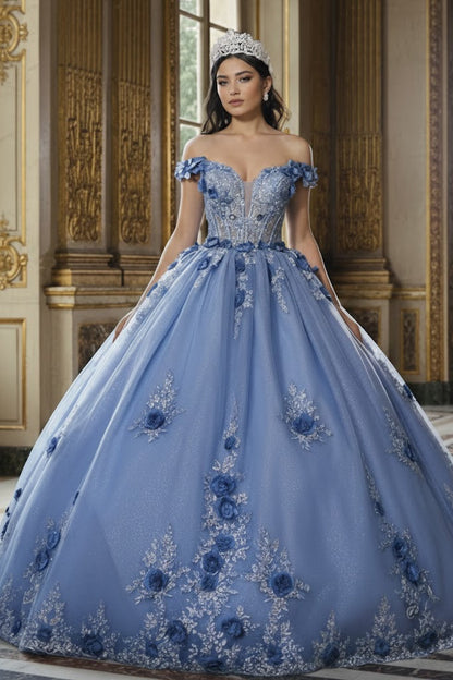 Gala Gown Off Shoulder Sheer Corset  Prom Dress By Layla K LK262