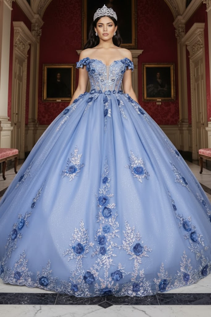 Gala Gown Off Shoulder Sheer Corset  Prom Dress By Layla K LK262