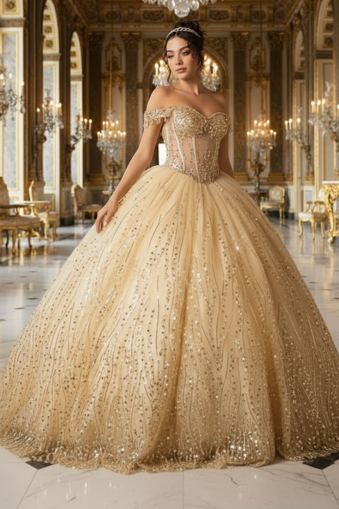 Quince Dress Sweetheart Sleeveless Sequin Ball Dance By Layla K LK264