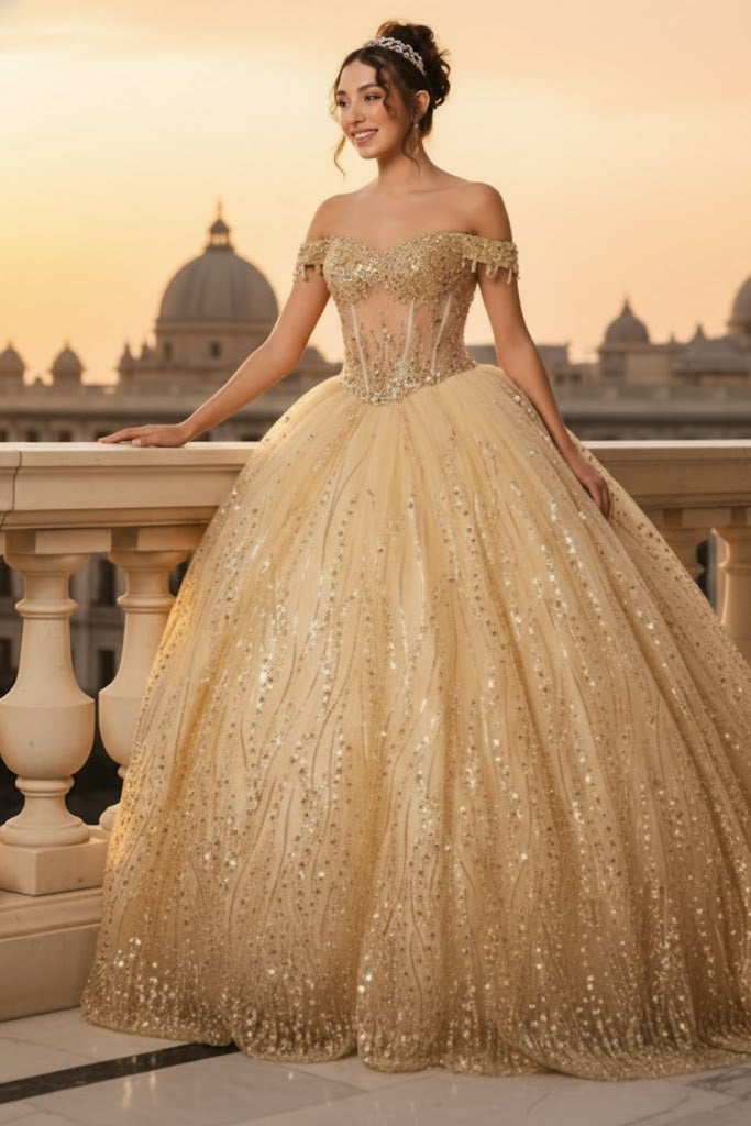 Quince Dress Sweetheart Sleeveless Sequin Ball Dance By Layla K LK264
