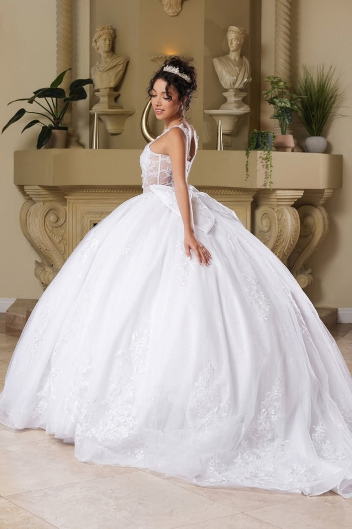 Wedding Dress V-Neck Pleated Masquerade Ball Gown By Layla K LK269