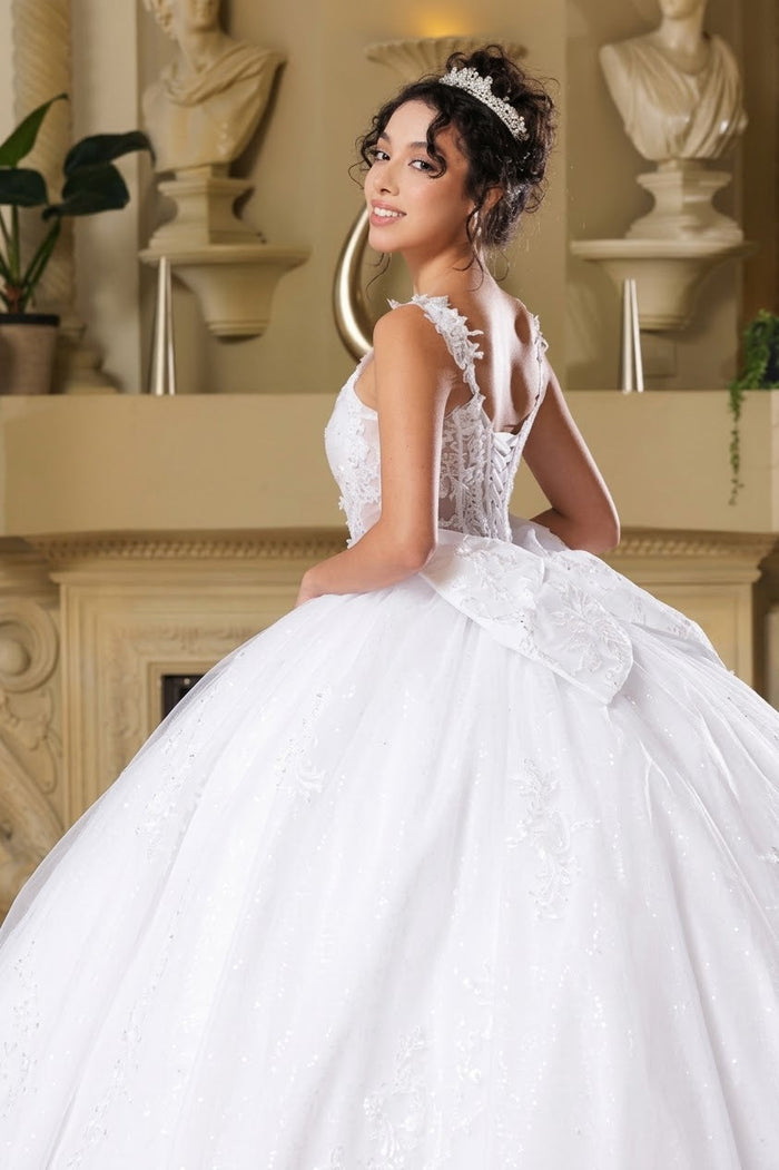 Wedding Dress V-Neck Pleated Masquerade Ball Gown By Layla K LK269