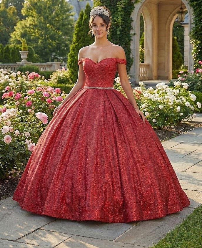 Layla K LK176 Off The Shoulder Glitter Sweetheart Quinceanera Dress