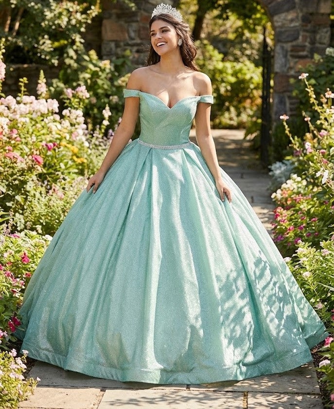 Layla K LK176 Off The Shoulder Glitter Sweetheart Quinceanera Dress