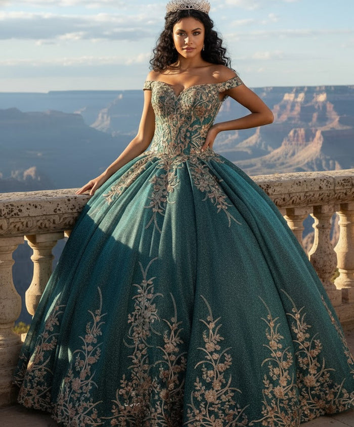 Plus Size Ball Gown in Hunter Green | Formal Quinceanera Dress by LK220
