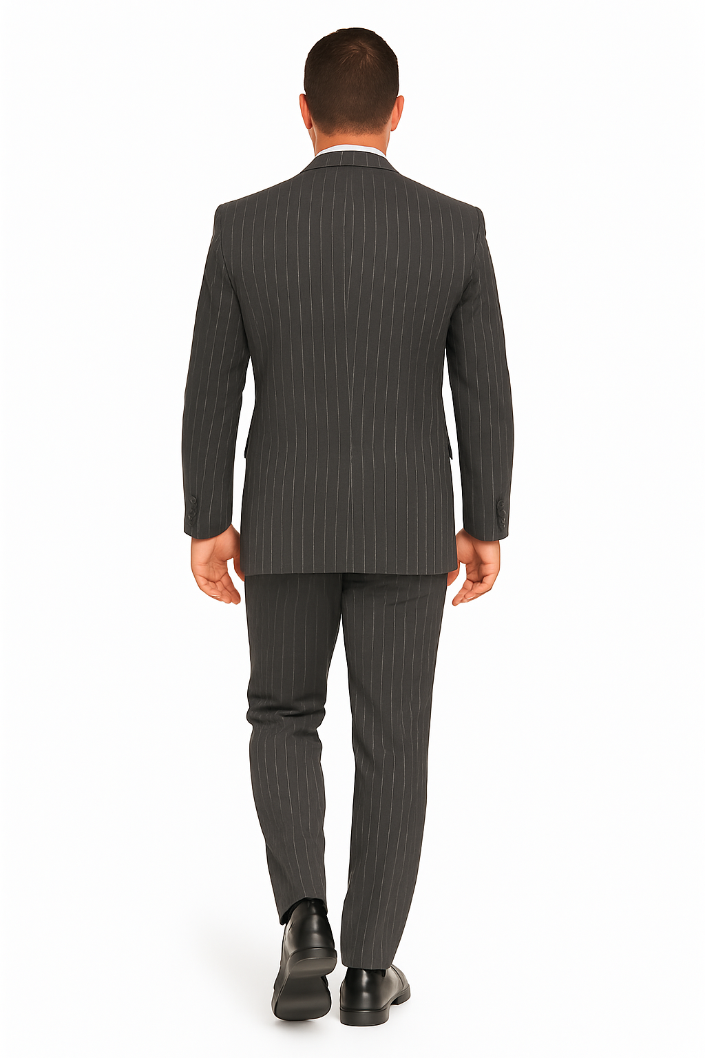 Mens Modern Fit Venetian Gatsby Suit – Charcoal Pinstripe with Vest - Banker Stripe