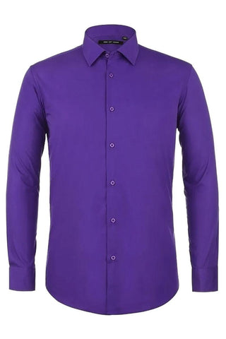 Verno Men's Classic Fit Lilac Spread Collar Dress Shirt - USA Men's Outlet