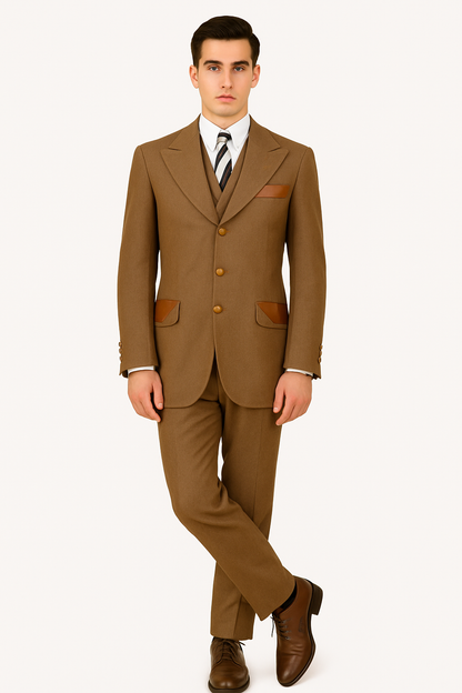 Denim Suit - Cotton Fabric Vested Suit - 3 Pieces Suit - Vested Fancy Suit