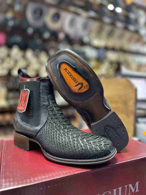 Vestigium Python Nubuck Exotic Ankle Boots Black