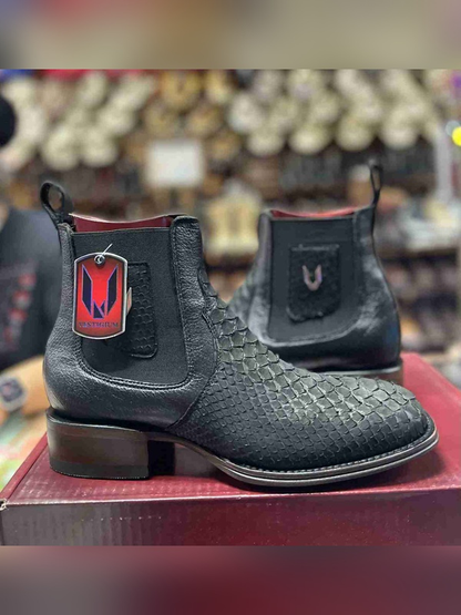 Vestigium Python Nubuck Exotic Ankle Boots Black