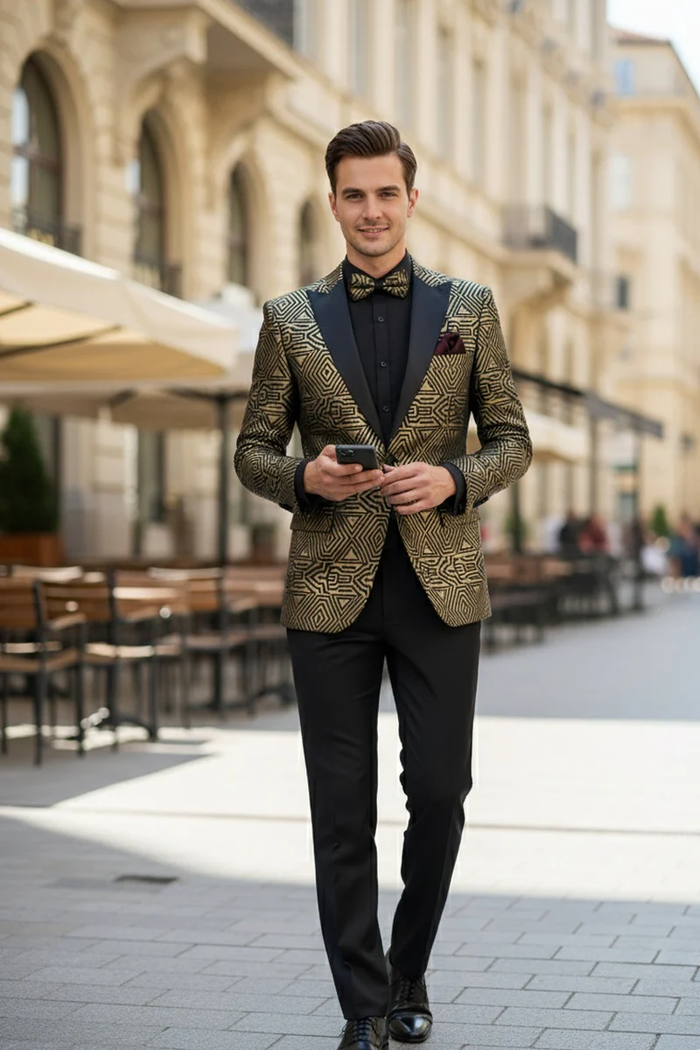 Giza Glamour Gold Tuxedo Jacket