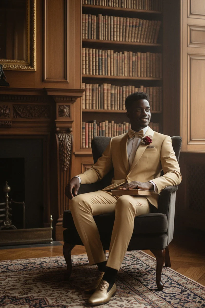 Light Gold Shawl Lapel Tuxedo by Spectrum – Elegant 3-Piece Formal Wear