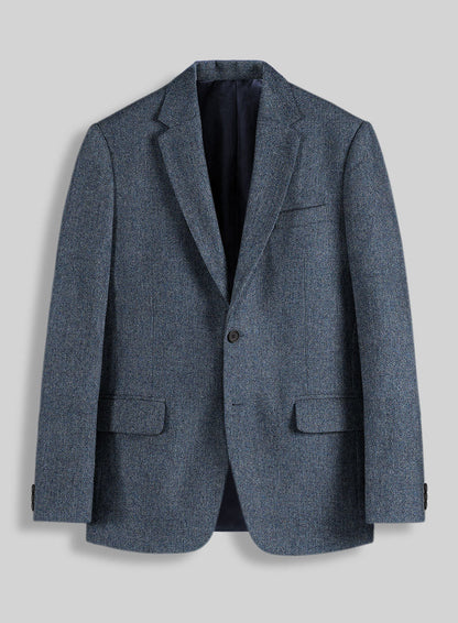 Mens Heritage Blue Herringbone Jacket – Timeless Tweed Sport Coat