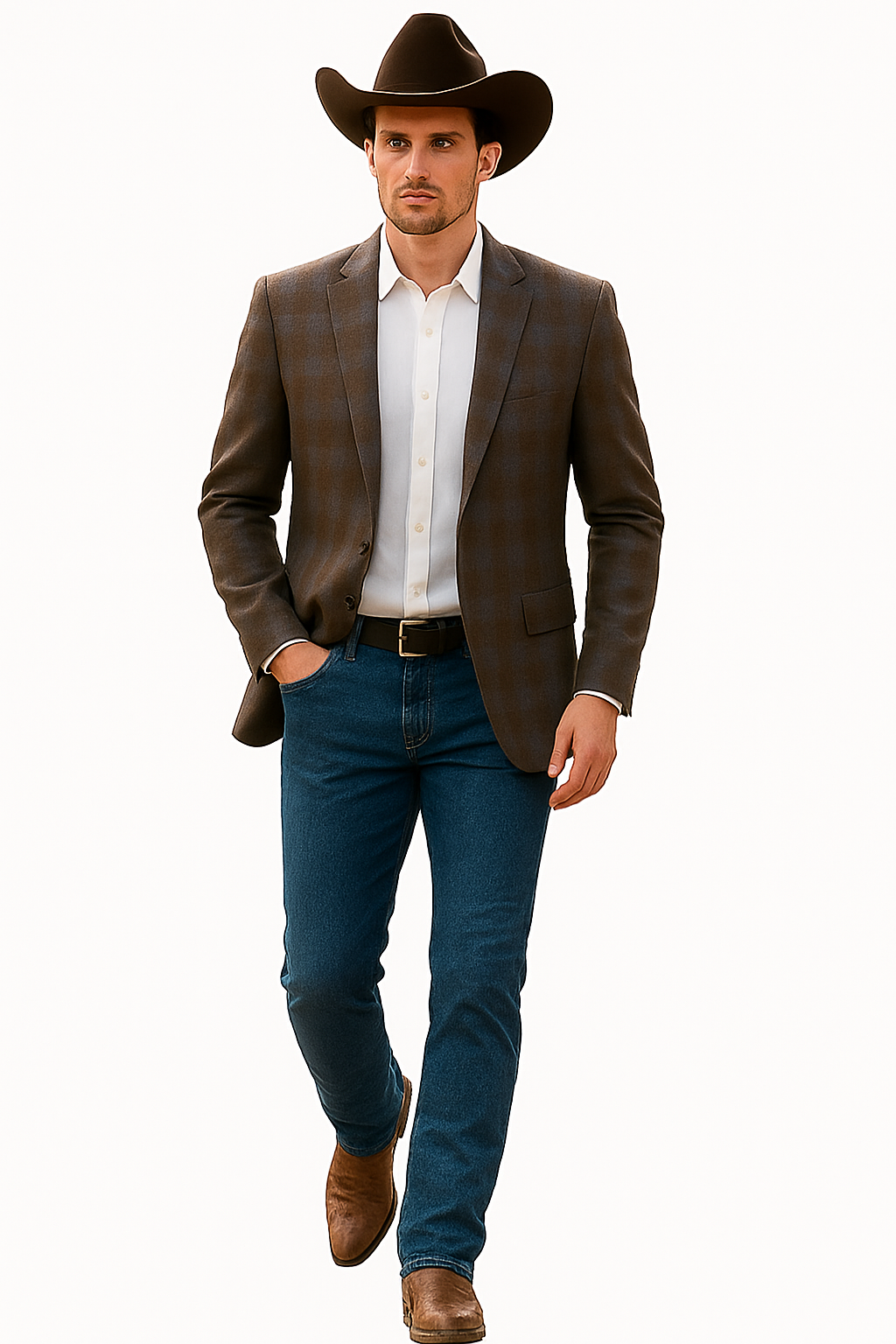 Saco vaquero - Western Sport Coat - Western Blazer- Men's Two Button Business Casual Double Windowpane Sport Coat