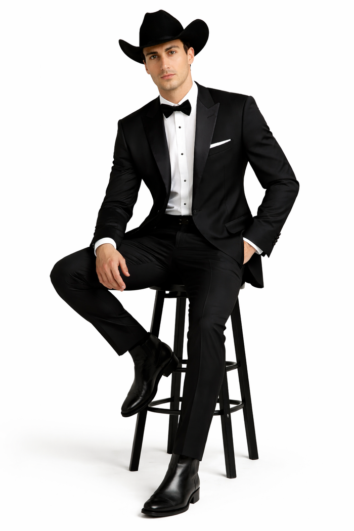 Western Suit - Trajes Para Hombres - Cowboy Formal Attire - Trajes De Novio - Black