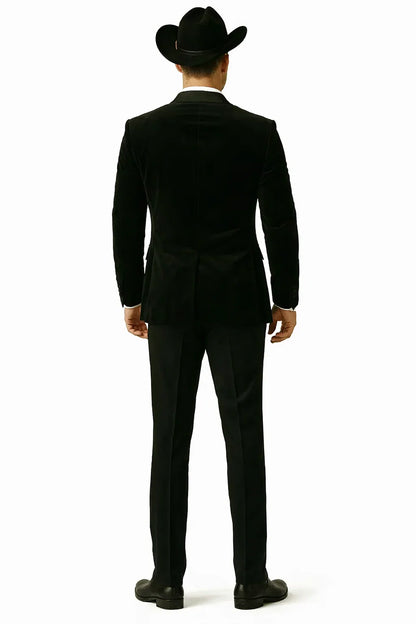 Western Suit - Trajes Para Hombres - Cowboy Formal Attire - Trajes De Novio - Black Matte Shawl Lapel